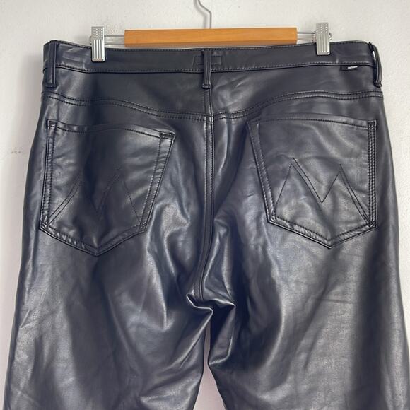MOTHER The Insider Ankle Faux Show vegan leather flared ankle pants sz 34 - Picture 6 of 7